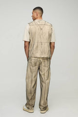 Regular Rigid Extreme Washed Denim Utility Vest