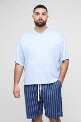 Plus Oversized Boxy Hockey Applique T-Shirt & Shorts Set