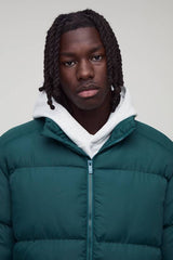 Regular Fit Funnel Neck Puffer Jacket in Khaki