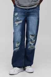Tall Washed Multi Rip Relaxed Fit Jeans