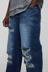 Tall Washed Multi Rip Relaxed Fit Jeans