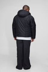 Plus Boxy Quilted Hooded Puffer Coat In Black