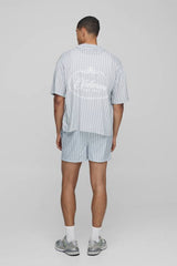 Oversized Boxy Fit Pinstripe Shirt and Swim Set