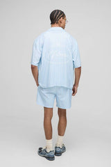 Oversized Boxy Fit Pinstripe Shirt and Swim Set