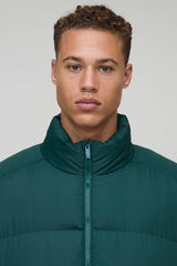 Tall Funnel Neck Regular Fit Puffer Jacket in Khaki