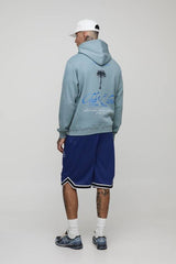 Tall Palm Print Garment Washed Regular Fit Hoodie