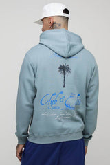 Tall Palm Print Garment Washed Regular Fit Hoodie