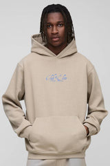 Tall Palm Print Garment Washed Regular Fit Hoodie