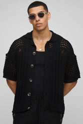 Regular Fit Open Stitch Knitted Shirt