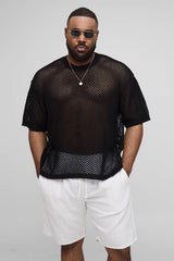 Plus Fishnet Crochet Oversized T-Shirt