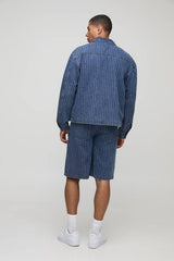 Boxy Fit Pinstripe Indigo Carpenter Jacket