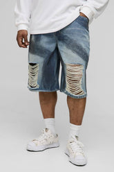 Plus Relaxed Fit Paint Brushed Distressed Jorts