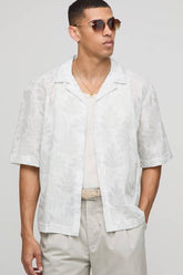 Oversized Multi Leaf Slub Revere Shirt