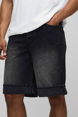 Regular Fit Washed Turn Up Hem Jorts