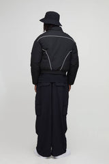 Oversized Boxy Piping Panel Funnel Neck Puffer Jacket