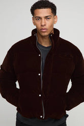 Boxy Fit Velour Funnel Neck Puffer Jacket