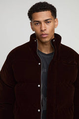 Boxy Fit Velour Funnel Neck Puffer Jacket