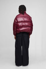 Boxy Fit High Shine Nylon Mix Funnel Neck Puffer Jacket