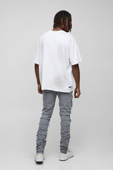Tall Ruched Rip & Repair Ice Wash Cargo Skinny Jeans