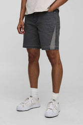 Straight Fit Washed Gusset Denim Shorts With Let Down Hem
