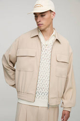 Oversized Boxy Cargo Pocket Harrington Jacket