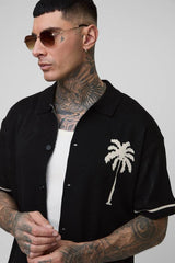 Tall Relaxed Palm Scenic Jacquard Knitted Shirt