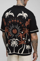 Tall Relaxed Palm Scenic Jacquard Knitted Shirt