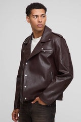 Boxy Fit PU Biker Jacket