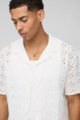 Oversized Boxy Broderie Revere Shirt