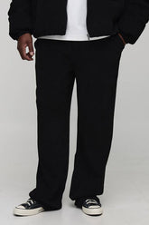 Plus Relaxed Fit Textured Faux Suede Stacked Trousers