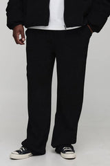 Plus Relaxed Fit Textured Faux Suede Stacked Trousers