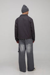 Regular Fit Contrast Collar Twill Worker Jacket
