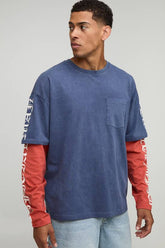 Oversized Official Faux Layer Washed T-Shirt