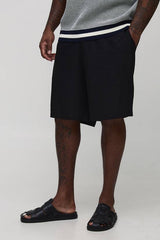 Plus Relaxed Fit Heavyweight Linen Fixed Waist Shorts