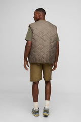 Regular Fit Collarless Quilted Ripstop Colour Block Gilet