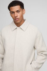 Regular Fit Raglan Single Breasted Melton Car Coat