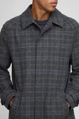 Regular Fit Raglan Single Breasted Check Collar Buckle Car Coat
