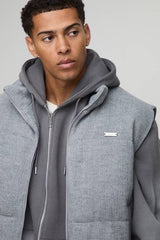 Boxy Fit Mini Knitted Textured Funnel Neck Gilet