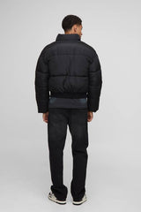 Boxy Funnel Neck Bomber Hem Puffer Jacket