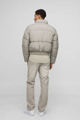 Boxy Funnel Neck Bomber Hem Puffer Jacket