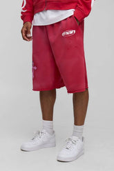 Cross Graphic Washed Distressed Jersey Jorts
