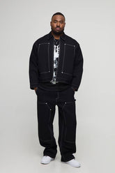 Plus Oversized boxy Canvas Carpenter Panel Worker Jacket