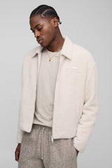Boxy Fit Textured Harrington Jacket