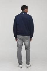 Regular Fit Textured Sleeve Faux Suede Funnel Neck Jacket
