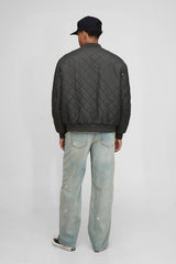 Oversized Diamond Quilted Liner Bomber Jacket