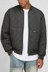 Oversized Diamond Quilted Liner Bomber Jacket