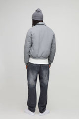 Regular Fit Melton Mono Padded Collared Bomber Jacket