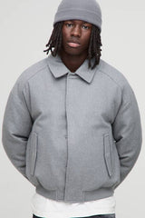 Regular Fit Melton Mono Padded Collared Bomber Jacket
