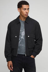 Regular Fit Technical Utility Cargo Pocket Harrington Jacket