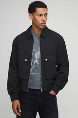 Regular Fit Technical Utility Cargo Pocket Harrington Jacket